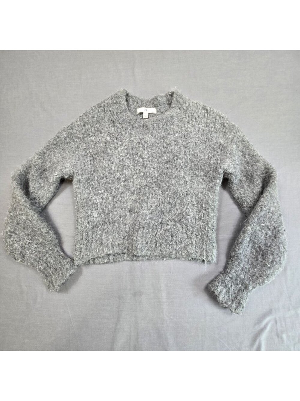 Banana Republic XXS Womens Crop Knit Sweater Gray Alpaca Wool Blend Long Sleeve